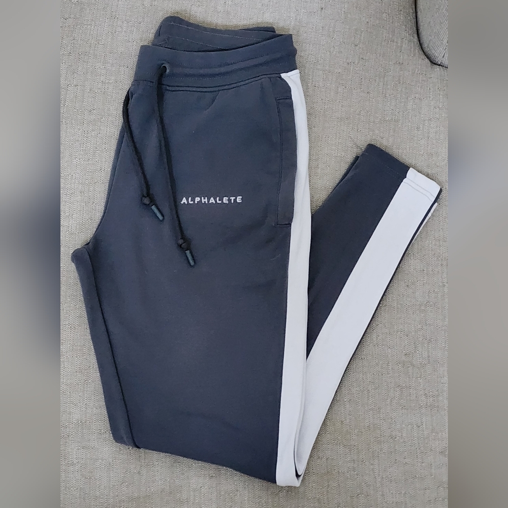 Alphalete Gray Joggers with White Stripe
